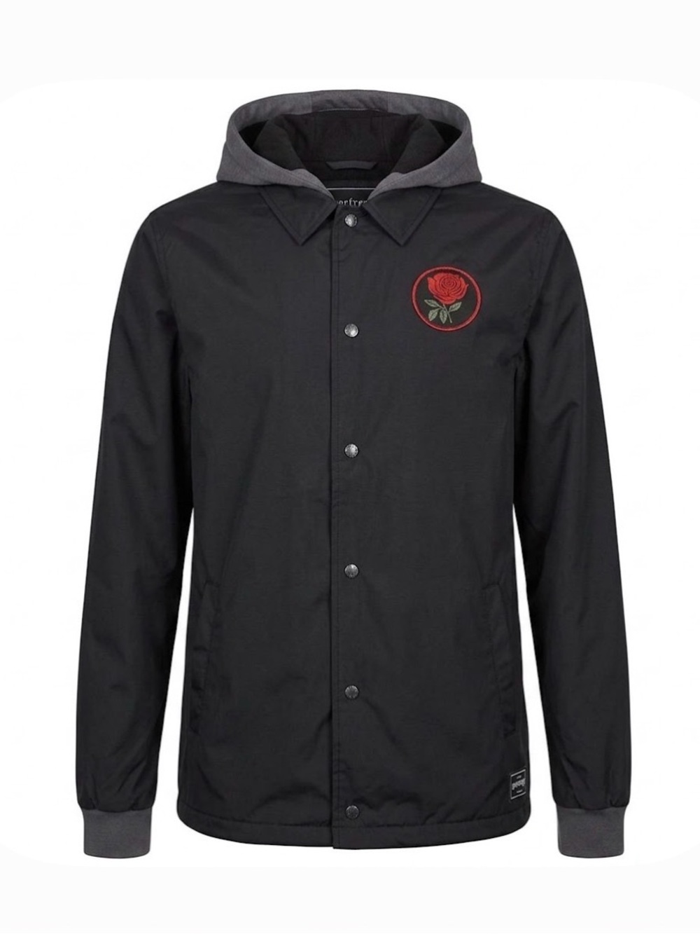 EMPYRE Hooded Winter Jacket with Embroidered Rose, Women’s M, Black